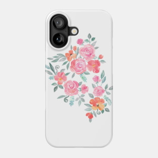 Amelia Floral in Pink and Peach Watercolor Phone Case