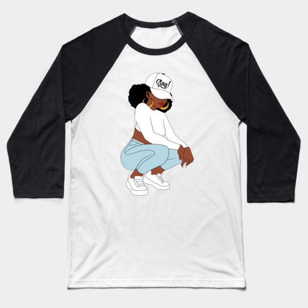 Black Woman Slay, Black Girl Magic Baseball T-Shirt by UrbanLifeApparel