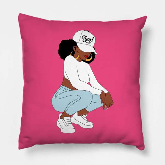 Black Woman Slay, Black Girl Magic Pillow by UrbanLifeApparel