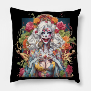 Lunatic Evil Female Clown Pillow