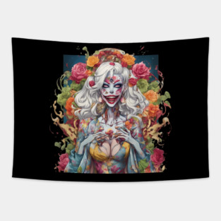 Lunatic Evil Female Clown Tapestry
