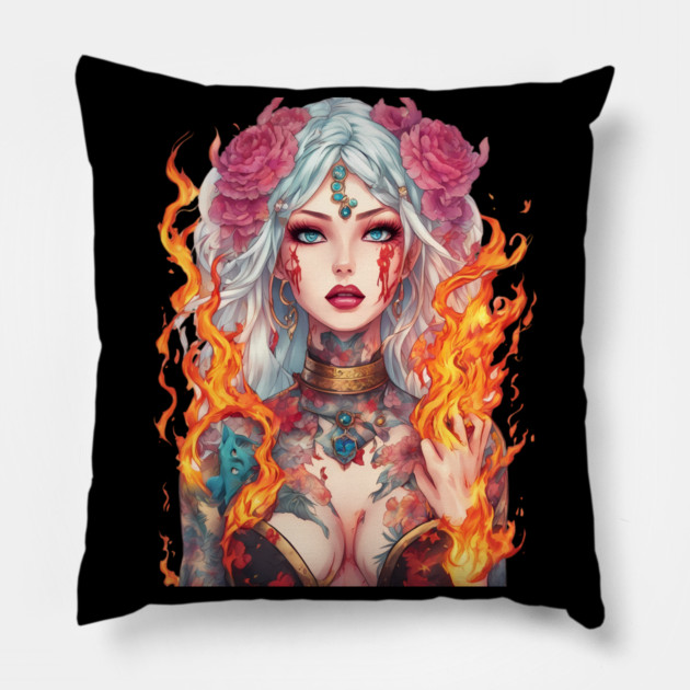 Hell Fire She Devil Pillow by animegirlnft