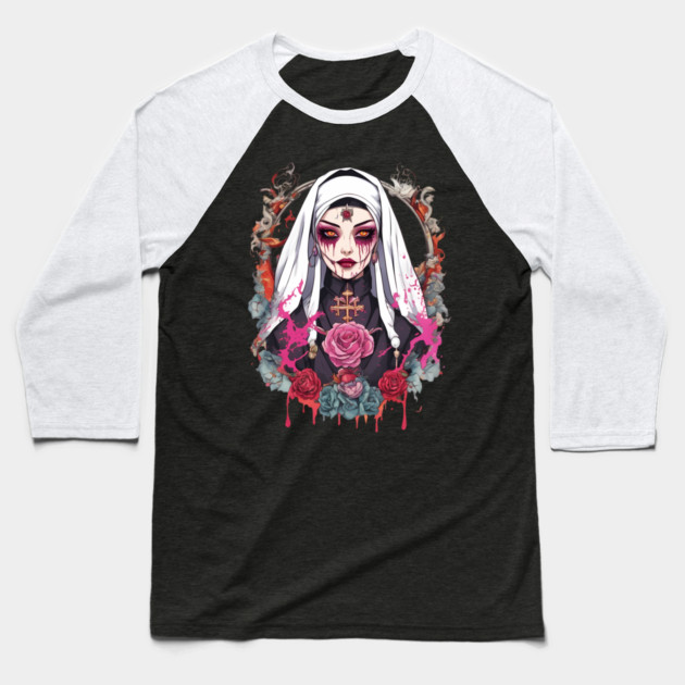 Unholy Nun Baseball T-Shirt by animegirlnft