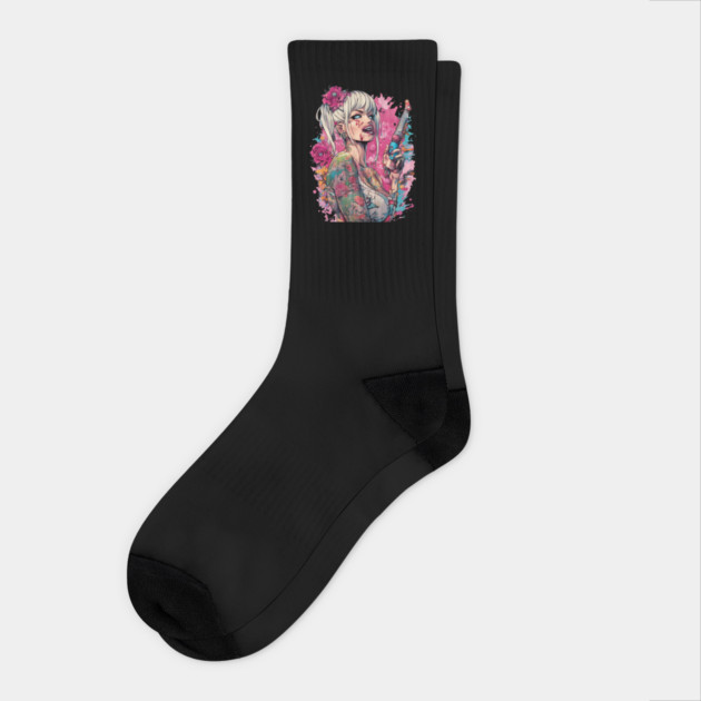 Mentally Deranged Girl Socks by animegirlnft