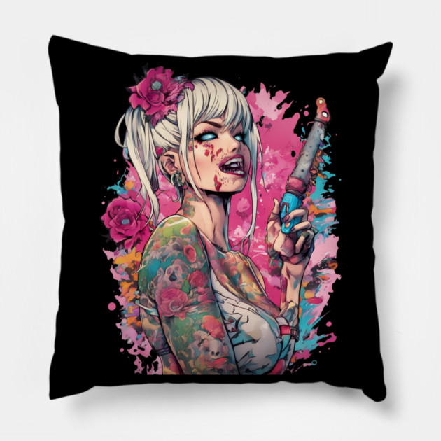 Mentally Deranged Girl Pillow by animegirlnft