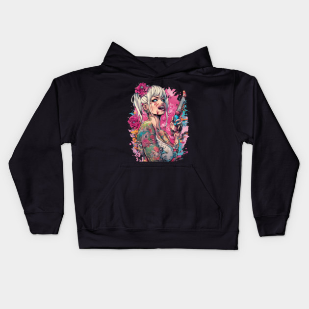 Mentally Deranged Girl Kids Hoodie by animegirlnft