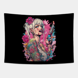 Mentally Deranged Girl Tapestry