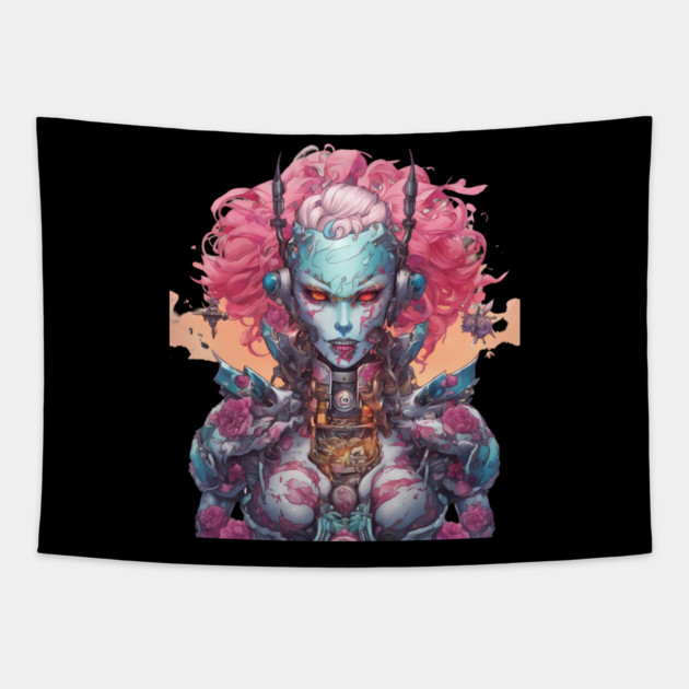 Evil Sadistic Alien Robot Tapestry by animegirlnft