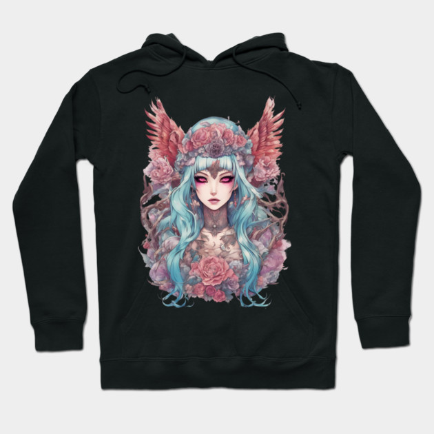 Sad Anime Fallen Angel Hoodie by animegirlnft