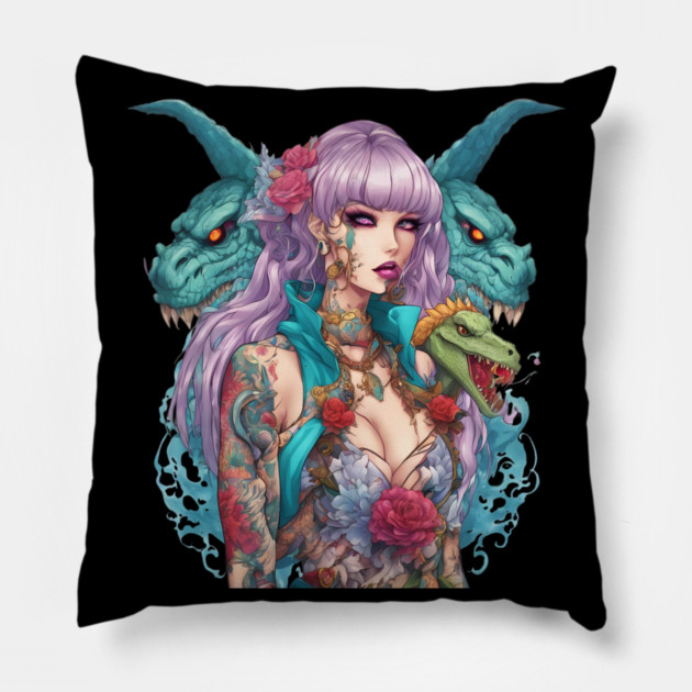 Dungeon Reptile Girl Pillow by animegirlnft