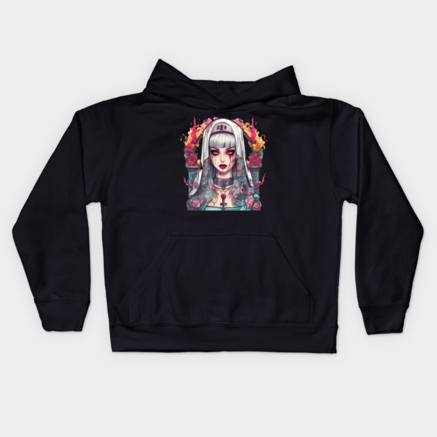 Crying Depressed Girl Kids Hoodie by animegirlnft