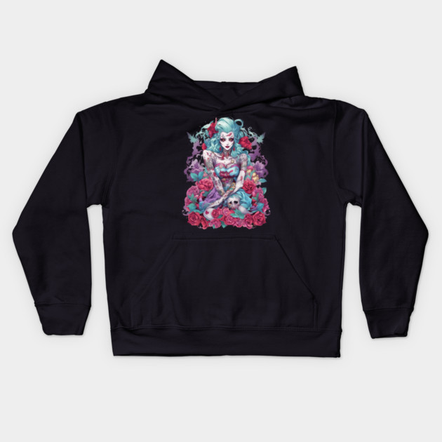 Bad Girl Turns Psycho Kids Hoodie by animegirlnft
