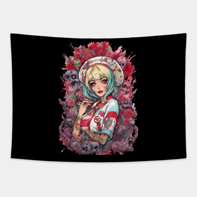Forever Depressed Girl Tapestry by animegirlnft