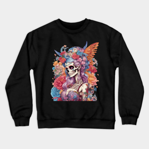 Dead Girl Skull Tattoo Crewneck Sweatshirt by animegirlnft