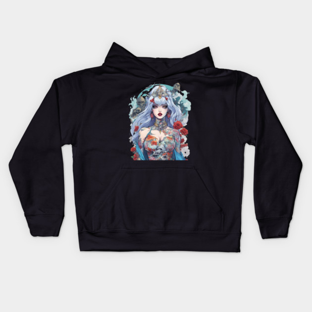 Anime Depressed Girl Kids Hoodie by animegirlnft