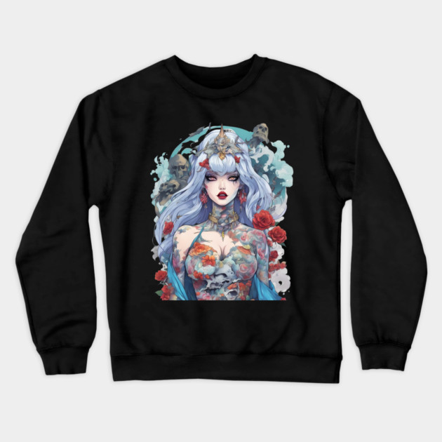 Anime Depressed Girl Crewneck Sweatshirt by animegirlnft