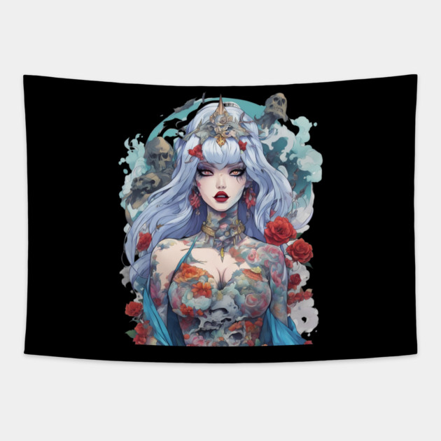 Anime Depressed Girl Tapestry by animegirlnft