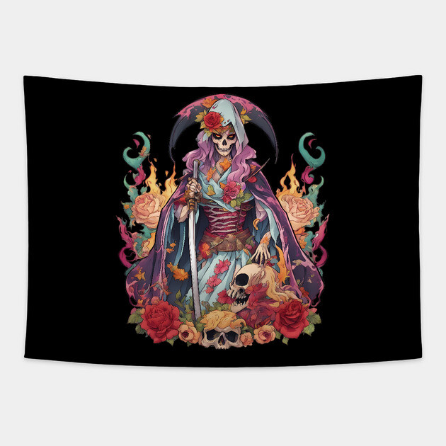 Bleak Darkness Girl Tapestry by animegirlnft