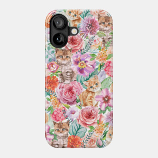 Kittens in flowers IV Phone Case