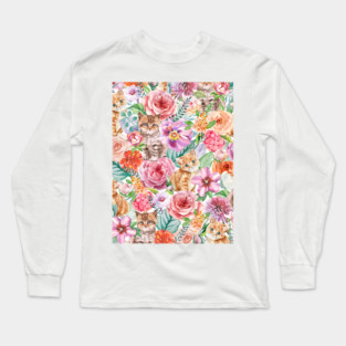Kittens in flowers IV Long Sleeve T-Shirt