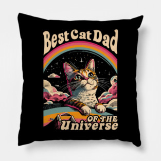 Best Cat Dad In The Universe 60s 70s Hippie Aesthetic Men Pillow