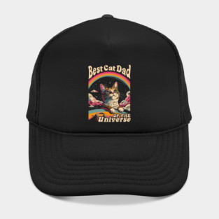 Best Cat Dad In The Universe 60s 70s Hippie Aesthetic Men Hat