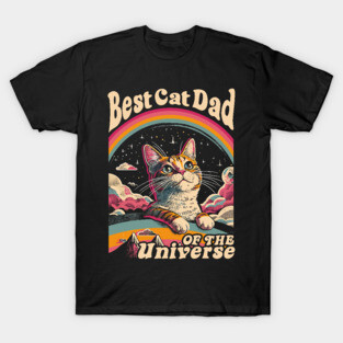 Best Cat Dad In The Universe 60s 70s Hippie Aesthetic Men T-Shirt