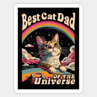Best Cat Dad In The Universe 60s 70s Hippie Aesthetic Men Sticker