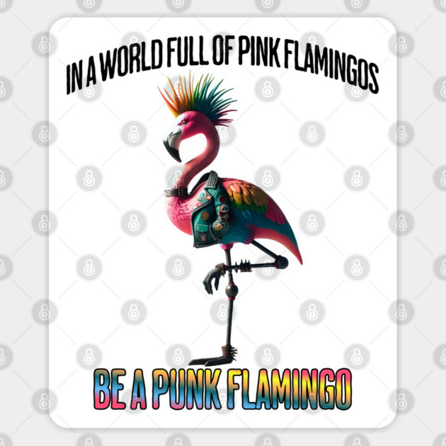 In a World Full of Pink Flamingos, Be a Punk Flamingo Sticker by Luxinda