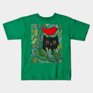 Cat Bird Watching 6 Kids T-Shirt