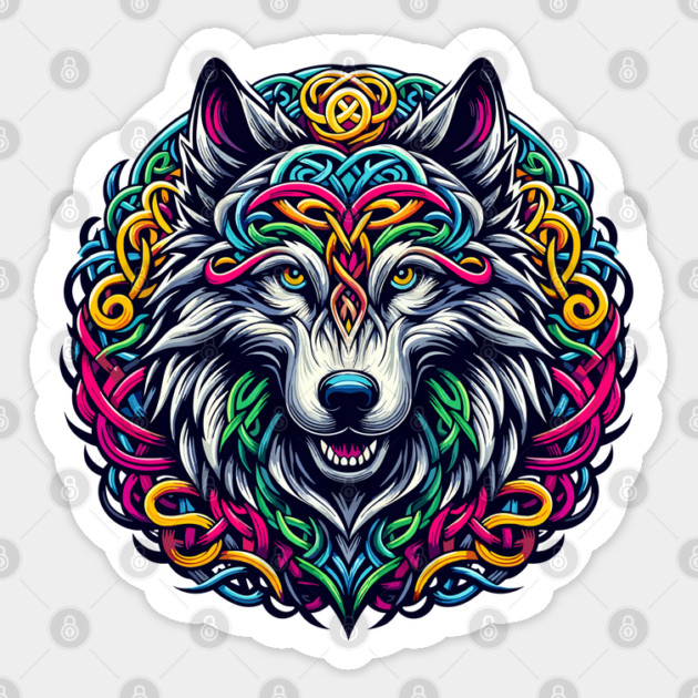 Celtic Wolf Sticker by JessArty