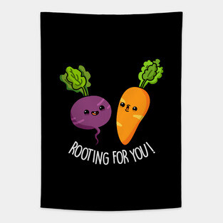 Rooting For You Cute Vegetable Pun Tapestry
