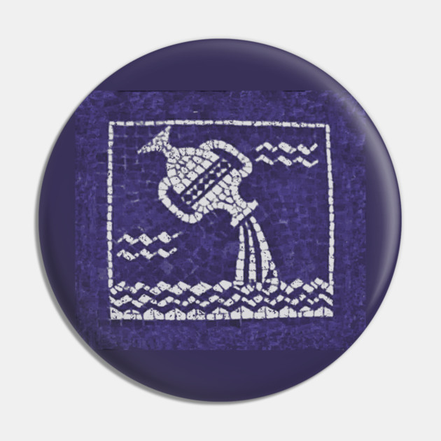 Distressed Style Print Aquarius Mosaic Pin by DonWillisJrArt