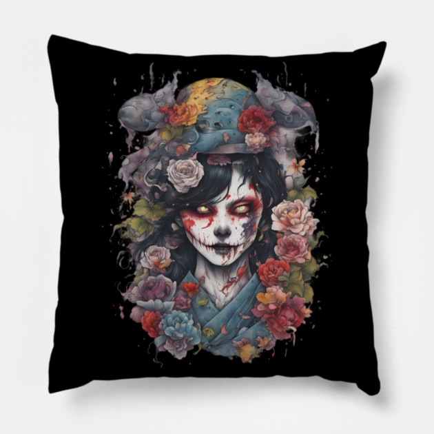 Corpse Face Reveal Pillow by animegirlnft