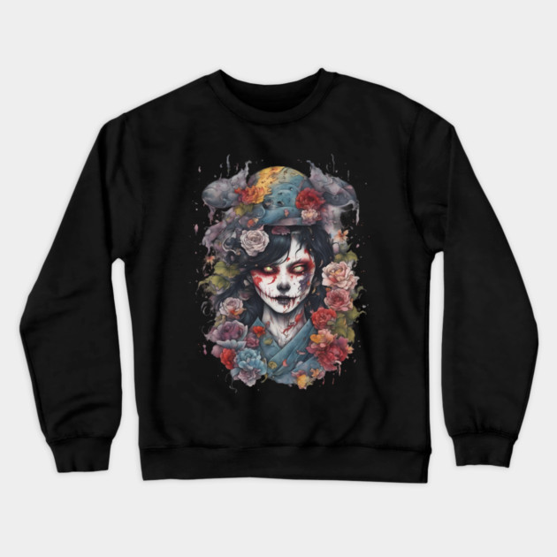 Corpse Face Reveal Crewneck Sweatshirt by animegirlnft