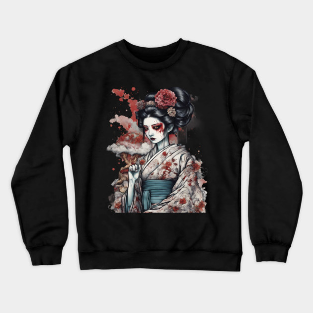 Geisha Demon Crewneck Sweatshirt by animegirlnft