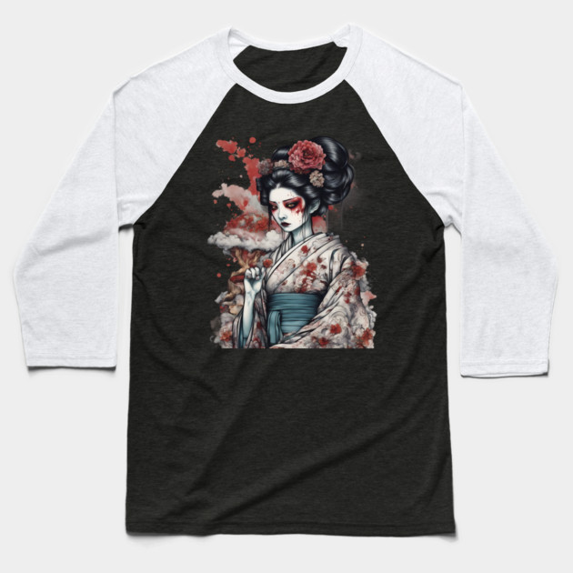 Geisha Demon Baseball T-Shirt by animegirlnft