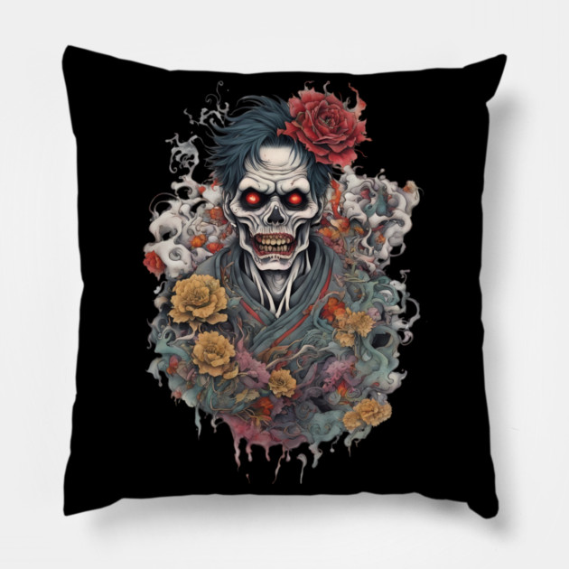 Skull Japanese Tattoo Pillow by animegirlnft