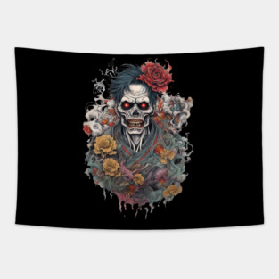 Skull Japanese Tattoo Tapestry