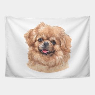 Tibetan Spaniel Watercolor Art Tapestry