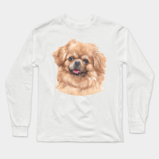 Tibetan Spaniel Watercolor Art Long Sleeve T-Shirt
