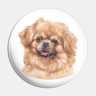 Tibetan Spaniel Watercolor Art Pin