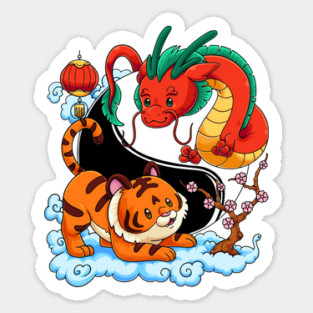 Yin Yang Tiger and Dragon: Year of the Dragon Sticker