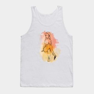 Watercolor girl with panties Tank Top