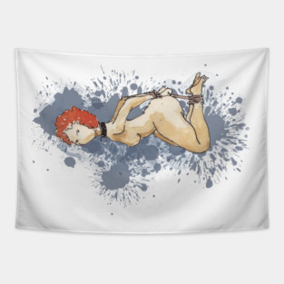 Bondaged readhead girl Tapestry