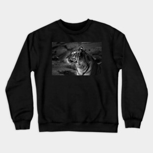 tiger, tiger side view - black an white Crewneck Sweatshirt
