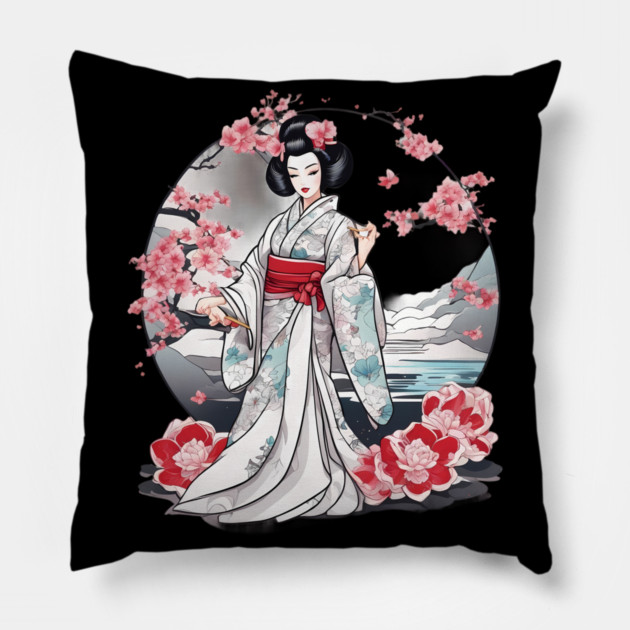 Geisha Tattoo Pillow by animegirlnft