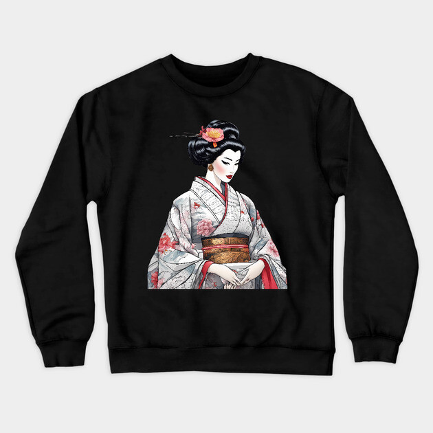 Japanese Geisha Crewneck Sweatshirt by animegirlnft