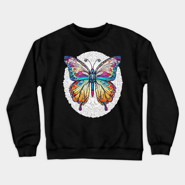 Colorful Butterfly Crewneck Sweatshirt by animegirlnft