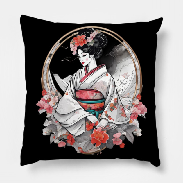 Geisha Girl Pillow by animegirlnft